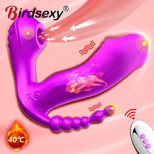 3 In 1 Wearable Sucking Dildo Vibrator G-Spot Clitoris Stimulator Orgasm Anal Viginal Massager Machine Adult Sex Toys for Women