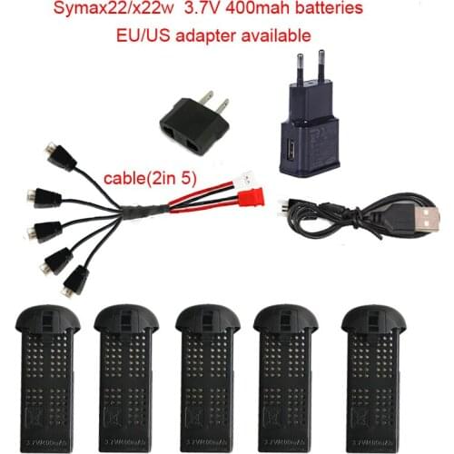 Syma X22 / X22w drone original battery RC Quadcopter Spare Parts Accessories 3.7V 400mAh Battery and Charger 5-1 Cable