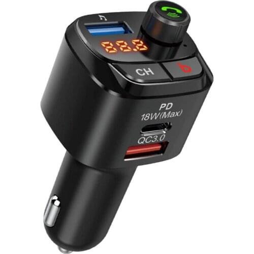 Type-C PD 18W Quick charge 3.0 Car Charger For xiaomi Bluetooth FM Transmitter MP3 Music Player Wireless FM Radio Adapter usb