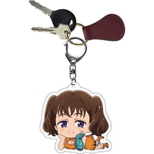 8 Styles Acrylic Keychain Anime The Seven Deadly Sins Meliodas Elizabeth Liones Transparent Double-sided Pendant Keychain 50mm