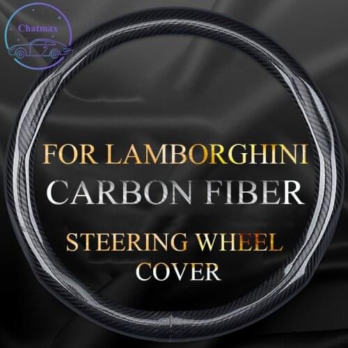 Carbon Fiber Steering Wheel Cover for Lamborghini Urus Aventador Gallardo Centenario Universal 38cm 15 Inches Anti-slip