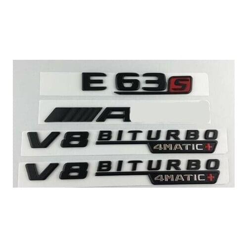 Black E63s for AMG V8 BITURBO 4MATIC+ Trunk Fender Emblems Badge for Mercedes