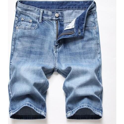 High Quality Fashion Cotton Denim Shorts Jeans Men Summer Ripped Holes Blue Male Pants Harajuku Knee Length Trousers Size 28-42