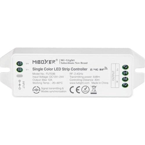 FUT036 (Upgraded) DC12V~24V led lamp tape dimmer Miboxer 2.4GHz Single Color LED Strip light Controller