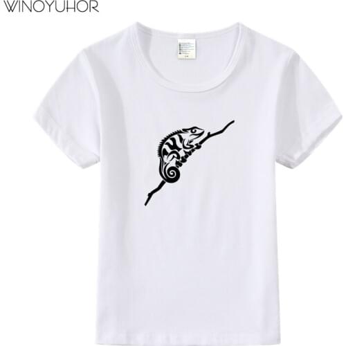 Chameleon Lizard Printing T-Shirt Children Kids Clothes Summer Casual Short Sleeves T Shirt Cartoon Animal Tops Clothing