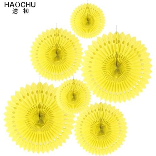 HAOCHU 6pcs/lot Openwork Paper Fans Flower Artificial Flowers DIY Christmas Garland For Decoration Party Wedding Baby Shower