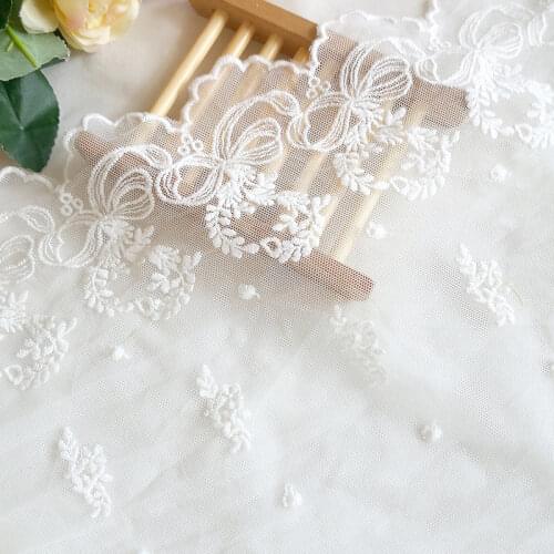 19 Yards 21cm Cotton Mesh Embroidery Lace Trim Handmade Garment Needlework Sewing Fabric Accessories Clothing Material 324