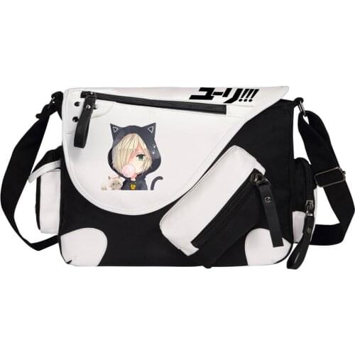 New Anime Yuri On Ice Prints Men Canvas Travel Shoulder Bag Women Messenger Bags Teenager Satchels Boys Girls Kids Bookbag