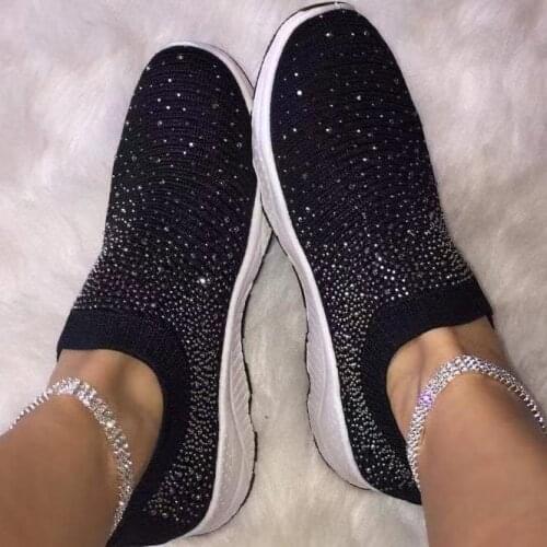 Womens White Glitter Sneakers For Sock Fashion Bling Shoes Trainers Female Vulcanize 2021 Tenis Feminino Basket Femme