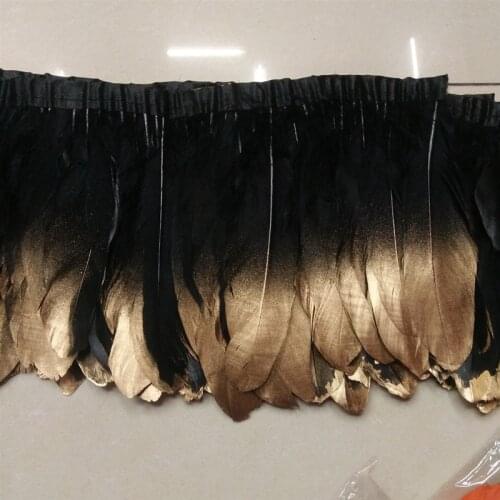 2 yards black plus gold goose feather trim goose feather ribbon / 15-20 cm fringed goose down belt dance performance decoration
