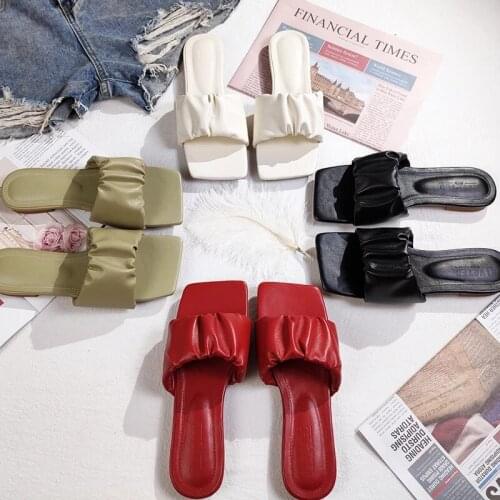 Summer New Womens Outdoor Flat Slippers Roma Style PU Sandals And Slippers Womens Outer Wear Iarge Size Womens Shoes