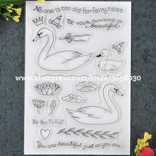 Lotus Duck Flowers Leaves Scrapbook DIY photo cards rubber stamp clear stamp transparent stamp 11x16cm 80723105