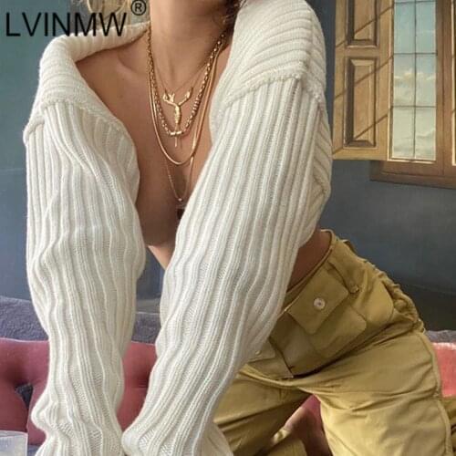 LVINMW Full Sleeve Ribbed Knitwear Solid Ultrashort Slim Sweater Simple Open Stitch Autumn Sweaters Women Elegant Cardigans