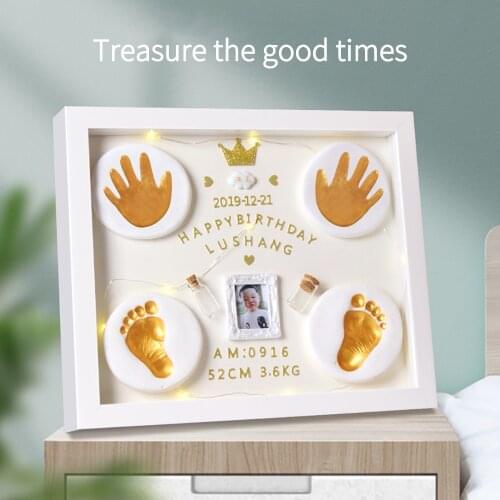 Cute Baby Photo Frame 3D DIY Handprint Imprint Air Drying Soft Clay Footprint Kids Casting Hand Inkpad Fingerprint