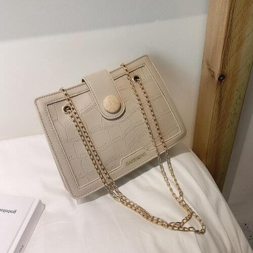 Fashion Alligator Pattern PU Leather Crossbody Bag Women Casual Shoulder Handbag Solid Color Chain Satchel for Ladies Girl