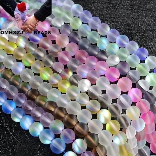 OMH Z53 6 8 10mm Polished By Handl Jewelry DIY Making Bracelet Necklace Round Frosted Glitter Crystal Jade Loose Spacer Beads