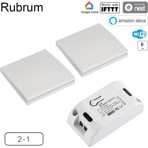 Rubrum Tuya Smart Life APP 1/2/3 Gang Push Button Light WIFI Switch RF 433Mhz Wall Panel Relay Module Timer Google Home Alexa