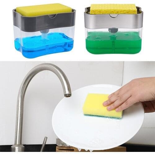 Portable Soap Dispenser Sponge Holder Kitchen Cleaner Tools Storage Case Household Soap Organizer Supplies Liquid Container