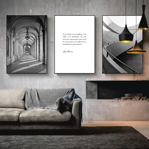 Modern Black and White Building Minimalist Canvas Paintings Posters Wall Art Print Pictures for Living Room Interior Home Decor