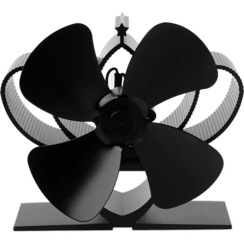 Heat Self-Powered Fireplace Stove Top Fan Quiet 4 Blades Aluminum Efficiently Warm Large Room Wood Log Burner Eco Friendly