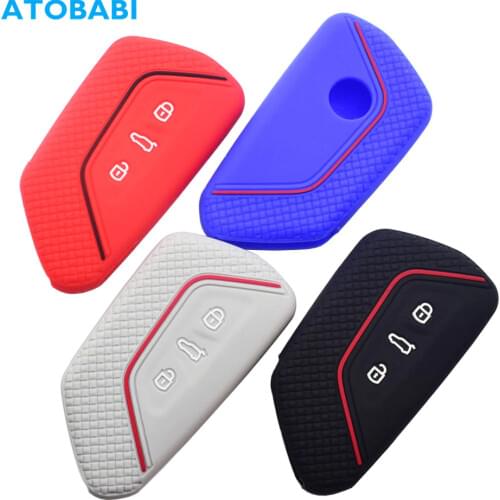 Silicone Car Key Case Remote Control Protector Cover Skin 3 Button Smart Keychian Holder For VW Volkswagen Golf 8 Mk8 2020 Skoda