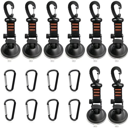 Anclaje resistente con 8 ventosas con gancho de seguridad y 8 mosquetones, accesorio de lona de camping para lonas, cubierta de