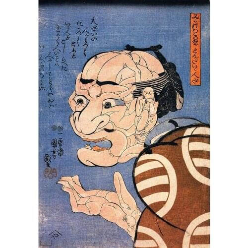 Japanese Art Portrait Diamond Painting Full Square Drill "Horrified Man" Embroidery Cross Stitch Home Decor Gift for Lady GJ3545