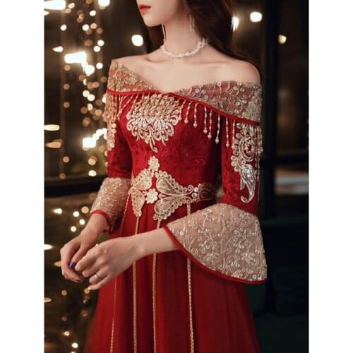 Plus Size Wedding Dress 2021 Dress For Pregnant Chinese Palace Aristocratic Chinesestyle Jacquard Shap Vintage Wedding Dress