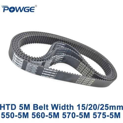 POWGE HTD 5M Timing belt C=575/580/585/590 width 15/20/25mm Teeth 115 116 117 118 HTD5M synchronous Belt 575-5M 580-5M 590-5M