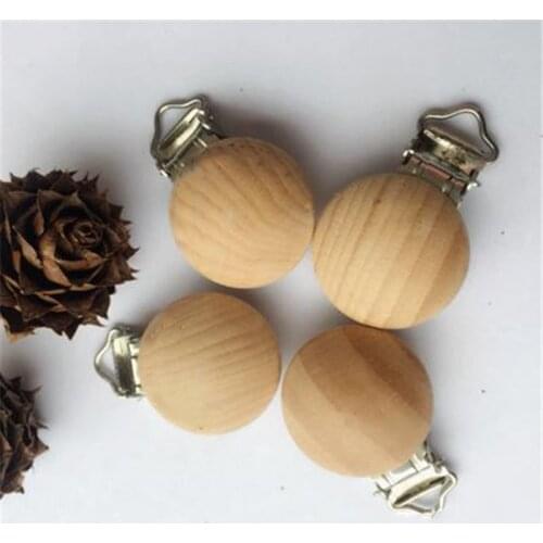 1/5pcs Baby Wooden Clips Baby Pacifier Dummy Clip Holder Solid Color Natural Wood Baby Feeding Accessories Soother Clasp Metal