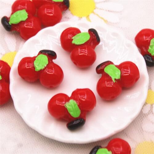 Cherry 3D fruit 10PCS Resin Flatback Cabochon Miniature food Art Supply Decoration Charm Craft