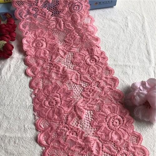 15cm Watermelon Red Cotton Lace Fabric Craf Embroidered Clothing Accessories Spandex Fabric Top High Quality Elastic Knitted