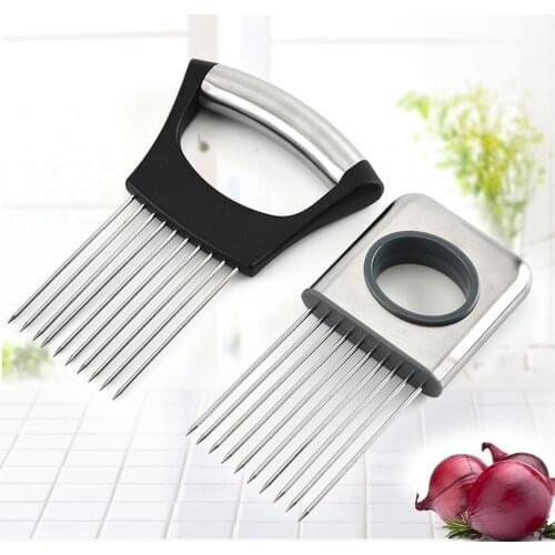 2pcs Onion Vegetables Food slice Assistant Slicers Stainless Steel Vegetable Rack Slicers Meat Slicers Tomato Cutter Knife 2021