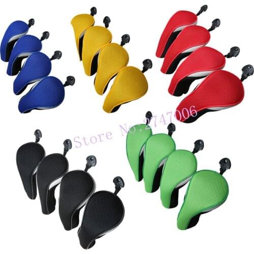 4Pcs/Set Mesh Material Golf Hybrid Cover UT Golf Cover Golf Rescue Club Cover with Interchangeable No. Tag