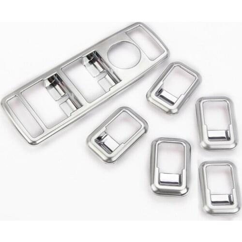 6pcs Silver and Carbon Fiber ABS Window Lift Switch Button Frame Trim For Mercedes Benz GLS Class X166 Car Accessories