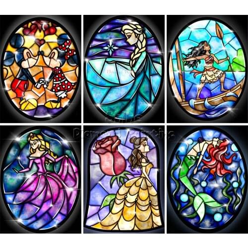 Diamond Painting 5D DIY Disney Princess Animal Cartoon Window Full Square Round Handmade Mosaic Set Embroidery Home Decor Gift