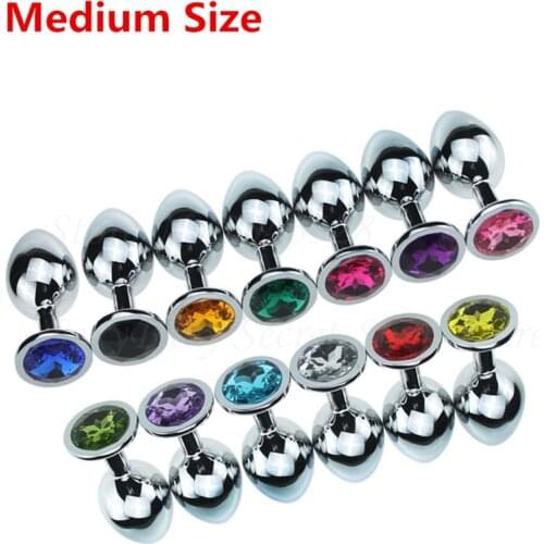 82*34mm Metal Anal Toys Stainless Steel Butt Plug Anal Plug + Crystal Jewelry Booty Beads Adult Sex Products for Woman Man