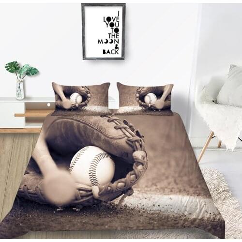 Baseball Equipment Bedding Set Queen Size Fashionable Vintage Duvet Cover Sport King Twin Full Single Double Soft Bed Set
