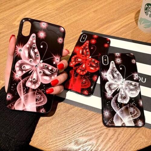 Bling Bling Flash Diamond Style Glitter Dream Butterfly iPhone Cover For Phone 12 11 pro mini x xs max xr 6 6s 7 8 plus se case
