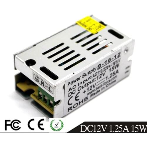 Single Output DCV12V 1.25A DC24V 0.63A 15W Power supply Switching Transformers AC100-240V SMPS for Led Strip Light Lamp CNC CCTV