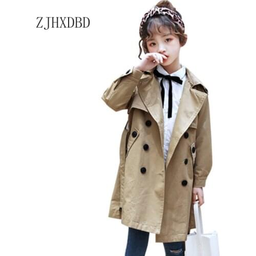 Kids Trench Coat Girl Trench Khaki Leisure Cotton Baby Trenchs Toddler Jacket Coats Girls Outerwear 2020 New Children Clothing