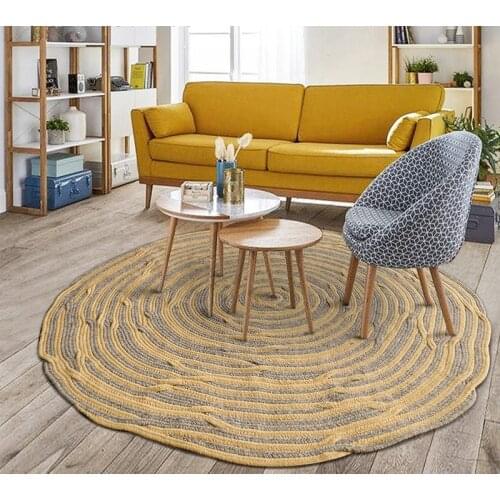 European Personality circle rug Wool hand-woven carpet for living room bedroom tea table mat tatami mat girls room bed blanket