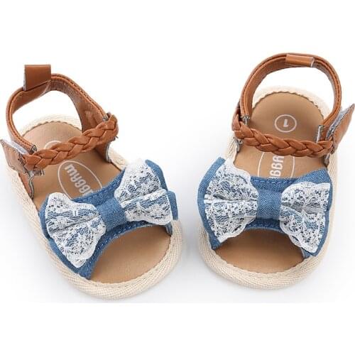 Baby Girl Summer Sandals Kawai Bowknot Woven Decoration First Walkers Soft Bottom Anti-Slip Shoes Girl Toddler Princess Shoes