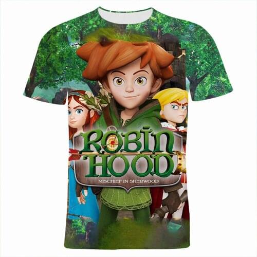 2021 Summer Short Sleeve T Shirt Disney Robin Hood 3D Print Men Women Tee Shirts Cartoon Anime Children Clothing