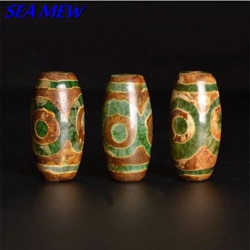 SEA MEW Prayer Mala Tibetan Mystical Dzi 3 Eyes Beads DIY necklace Gift For Jewelry Making