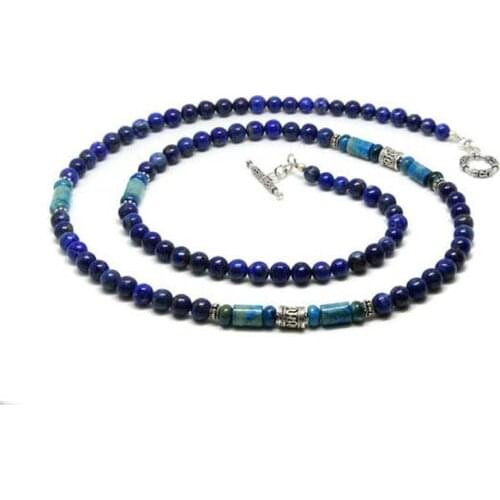 Mens Necklace Lapis Lazuli and Larimar Necklace