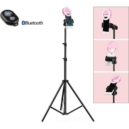 Photography Phone Stand Bracket Kits 200 Light Stand+Ballhead+Clip+Bluetooth Control+ Fill-in Light For Live Show Beauty Selfie