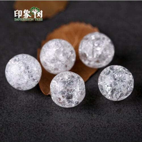 Natural Round Cracked Beads 4/6/8/10/12mm Loose Clear Crystal Spacer Beads Fit Necklace For DIY Jewelry Components Making 2971