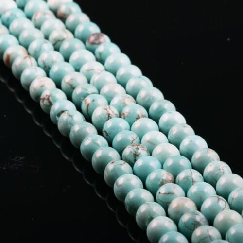 Natural Stone Green Turquoises Beads Round Loose Beads For Jewelry Making DIY Bracelet Necklace Accessories 15'' 4/6/8/10mm