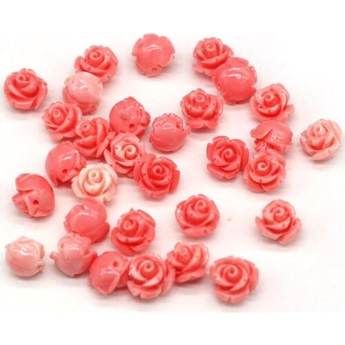 Wholesale Synthetic Coral Beads Carved Rose Flower Punch Loose Isolation Beads for Jewelry Making DIY Necklace Bracelet Gift